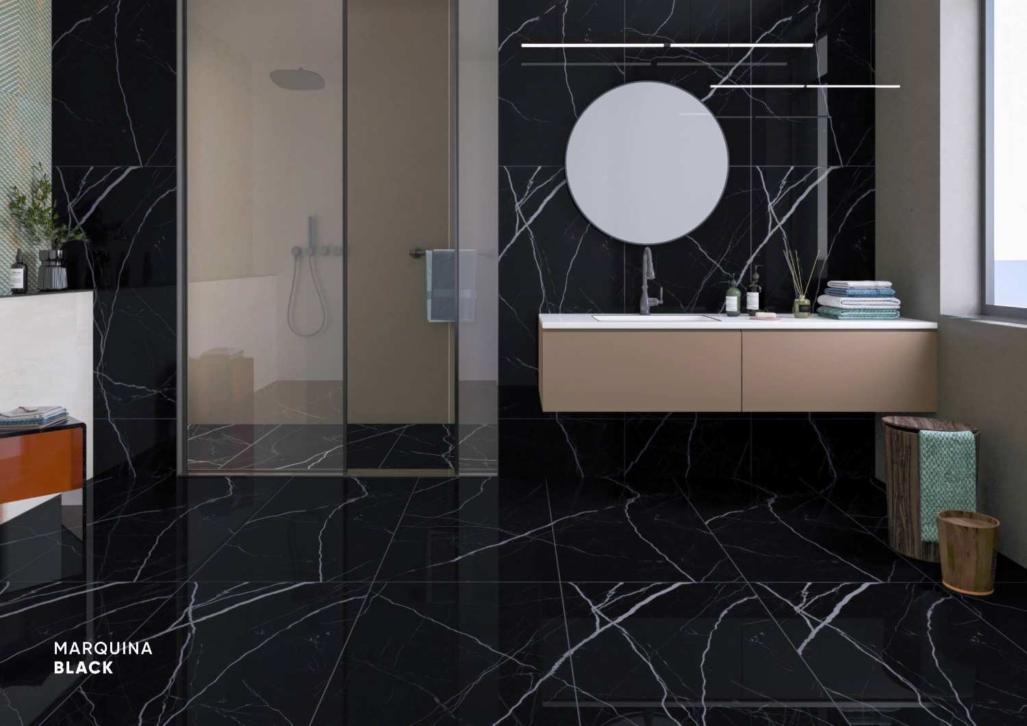 wall and floor tile color combination