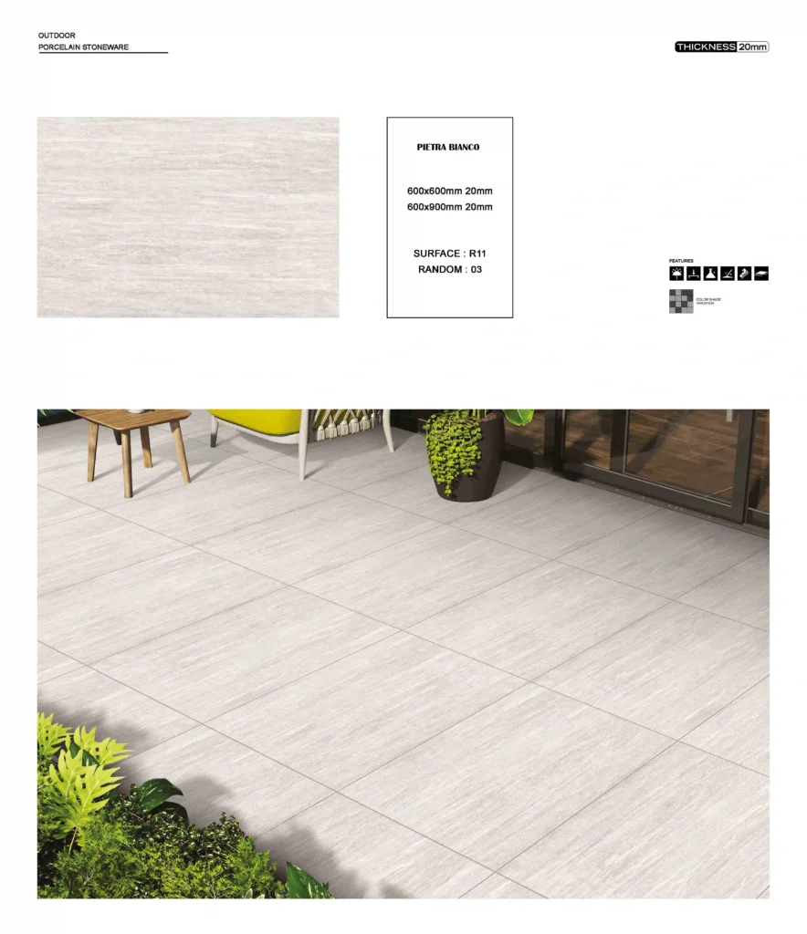 white 20mm outdoor porcelain tiles