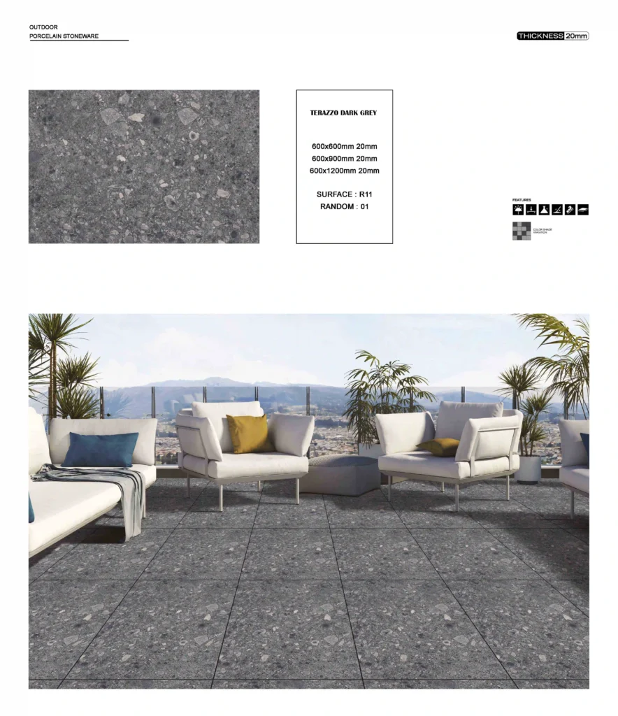 dark grey 20mm outdoor porcelain tiles